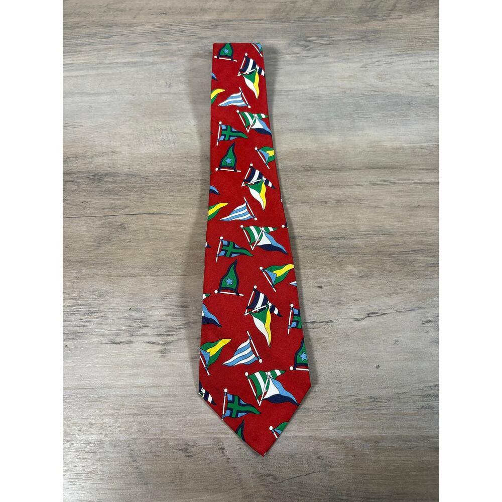 Polo Ralph Lauren Mens‎ Silk Tie Red Nautical Signal Flags Sailing USA Made